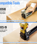 Carton Closing Staples Sixteen Gauge One And Three Eighths Inch Crown By Three Quarters Inch Leg Copper Coated For Pneumatic And Manual Box Staplers 1600 Pack used in manual and pneumatic staplers on cardboard box