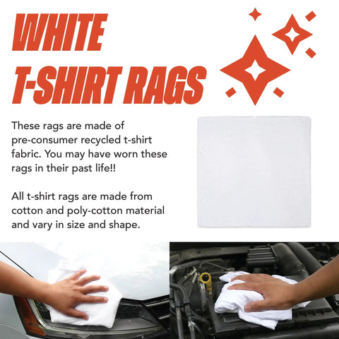 Bulk 10 Lb White Cotton T Shirt Rags For Painting Stains Grease Cleaning In The Shop Or Auto Use Quick Dry Low Lint