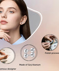 Heavy Duty Titanium Screw Back Flat Back Ball Stud Earrings For Women And Men With Hypoallergenic Nickel Free Build, showcased on model.