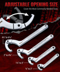 Adjustable Spanner Wrench Set With Changeable Heads All In One Eleven Piece Tool Kit For Hydraulic Ram Cylinders DIY Ready Machinery And Vehicles With Square Slot And Round Hole Adapters shown from front view with various wrench sizes.