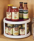 Non Skid 2 Tier Pantry Cabinet Lazy Susan Turntable 12 Inch White Purple For Kitchen Cabinets organizing jars and cans