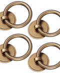 Vintage Brass Drawer Pulls 4 Pack Ring Handles With Screws For Dresser Cabinets And Furniture Hardware Retro Bronze Finish