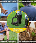 Spike Lawn Aerator With Six 2.4 Inch Tines in use reducing back, shoulder, and knee pain, promoting efficient lawn aeration.