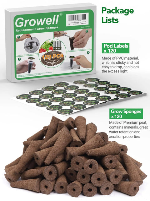 Hydroponic Pods Starter Kit With 120 Grow Sponges And 120 Pod Labels Compatible With Aerogarden And Most Systems Seed Pod Starter Kit