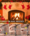 Built Tough Brick Wall Clips For Outdoor Hanging On Siding 20 Pack Fits 2.5 To 2.75 Inch Queen Size Bricks Weatherproof Outdoors Decor For Planters Lanterns String Lights No Drill Or Nails Needed shown in use for holiday decor with step-by-step instructions.