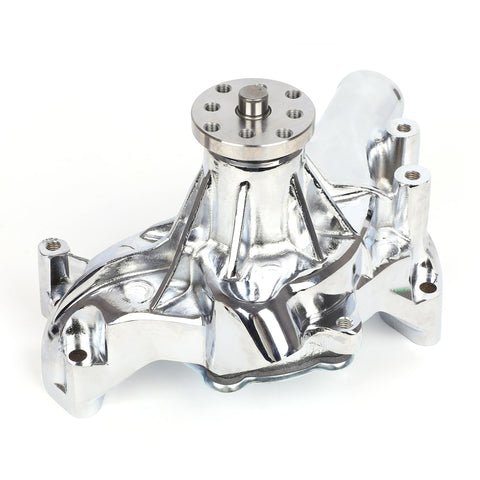 Long Chrome Water Pump, Power Steering Pump, And 130W Chrome Alternator Kit With Brackets And Bolts For Small Block Chevy SBC