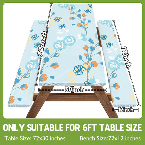 Waterproof Picnic Table Cover With Bench Covers Set Includes 1 Table Cover And 2 Bench Covers Fits 72 Inch Tables And 72 Inch Benches