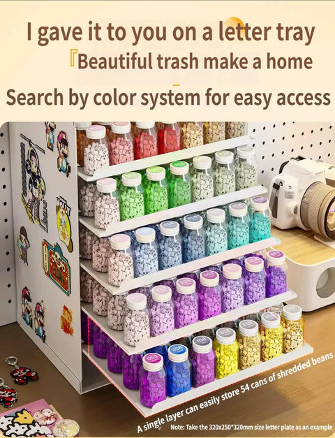 Desktop File Organizer With Drawers 3 Tier Letter Sorter And Craft Bead Container Office Supply Holder in use