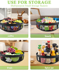 Xbopetda countertop snack organizer, black metal mesh, 4-compartment rotating tray with divider