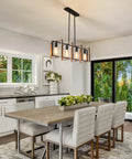 4 Light Farmhouse Pendant Lights For Kitchen Island Rustic Metal Rectangle Pendant Lighting Chandelier Style Cozy Vibe