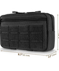 Tactical Molle Admin Pouch With Laser Cut PALS Panel Horizontal EDC Tool Bag Expandable Utility Gear Pouch Black Pro dimensions