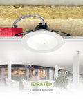 6 Inch Led Downlight Recessed Ceiling Light 8 Pack With Emergency Battery Backup installed in a commercial space, showing IC rated design.