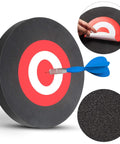 Round EVA Foam Arrow Target For Archery Training with blue arrow, close-up on shock-absorbing texture, portable practice use.