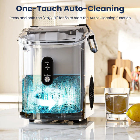 Crunchy Nugget Ice Maker For Countertop With Auto Cleaning 35 Lbs Per Day Portable Sonic Ice Machine With Handle Basket And Scoop