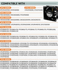 Compatibility chart for Evaporator Fan Motor Replacement For GE Refrigerators, Upgraded WR60X26866 with various GE models.