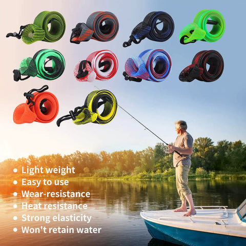 Ten Pack Braided Mesh Rod Sleeves For Casting Rods 74.8 Inch Length Fits 7Ft And 7.5Ft Rods Elastic End Strap With Lanyard Prevents Tangling Sea Fishing Gear, colored rod sleeves