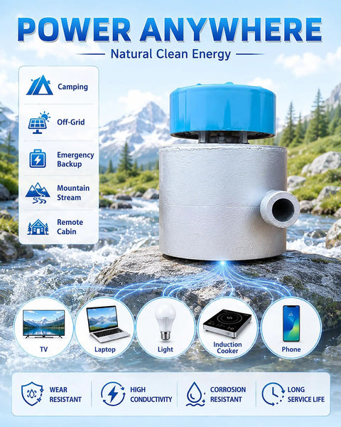 3kW Micro Hydroelectric Generator For Home Off Grid Camping Portable 110V 220V, durable aluminum housing by mountain stream