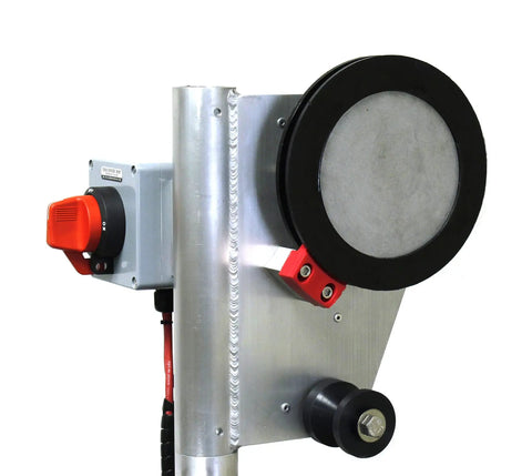 Beefy Heavy Duty Crab Pot Puller with 2.3 HP 90 To 1 Powerdrive Gear System, aluminum tubing detail with motor plate