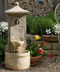 Massive Outdoor Wall Fountain With LED Lights 42.91 Inch Tall Freestanding Garden Water Feature in European Resin Finish