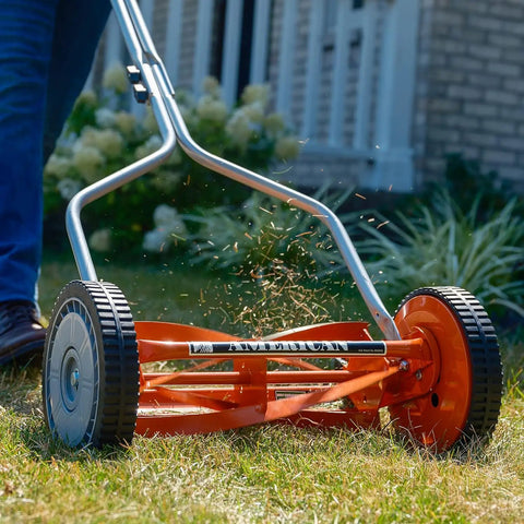 1204-14 14-Inch 4-Blade Push Reel Lawn Mower with Lightweight 19-Pound Body on Grass
