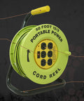 Heavy Duty Power Stations Cord Reel with 50 Foot 14/3 Gauge Cord Six Grounded Outlets Built-In Circuit Breaker and Lighted Switch