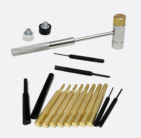 Pro Grade Interchangeable Punch Set With Four Head Hammer For Gunsmithing And Maintenance Includes Brass Steel And Nylon Punches