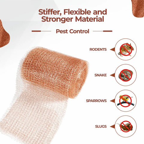 Copper Mesh Rodent Control Roll 5In By 36Ft Rustproof Copper For Blocking Holes Stiffer Material Effective Against Pests