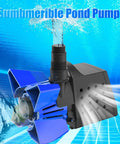 Heavy Duty Submersible Pond And Sump Pump Delivering 5000 GPH With 20 Feet Max Head Blue Housing For Backyard Water Features Runs Smooth As Silk With Easy Peasy Hookups And Zero Hassle Daily showing blue submersible pond pump with water flow.