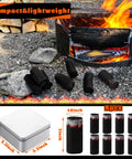 Char Cloth Fire Starter Refills For Bushcraft And Outdoor Survival Eight Rolls Quick Ignite In 0.5 To 3 Seconds displayed near campfire.