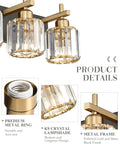 Crystal Vanity Light 3 Light Over Mirror Modern Bathroom Fixture In Polished Gold Finish With K9 Crystal Beads
