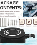 2 Pack Low Profile Swivel Base Downrigger Replacement Kit featuring hardware and installation instructions, showcasing 360 degree rotation.