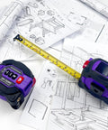 3 In 1 Laser Tape Measure With 197ft Long Range Laser, 16ft Manual Tape, AutoLock, Cross Line Laser Guidance, Unit Switch Ft In M, Measures Area Volume And Pythagorean Purple Finish on blueprints
