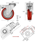 4 Inch Heavy Duty Casters With Dual Locking Swivel Wheels And Non Marking Polyurethane Tires for smooth glide and 1800 lb support.