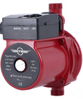 120 Watt Automatic Hot Water Recirculation Pump For Ditching Weak Streams And Boosting Household Pressure With NPT Three Quarter Inch Connectors and red cast iron housing.