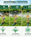 Half Inch Brass Impact Sprinker Head with Adjustable Rotation for 90, 180, and 360 degree coverage for effective yard watering.