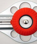 Top view of Beefy Aluminum Die Cast Circle Cutter with adjustable 1.18 to 10.23 inch diameter, heavy duty tool with red and silver design.