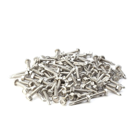 Heavy Duty Hex Head Self Drilling Screws Number 14 By 1 1/4 Inch 410 Stainless Steel Hex Washer Head Fasteners Tough As Nails For Sheet Metal Drywall And Plastic 100 Piece Pack