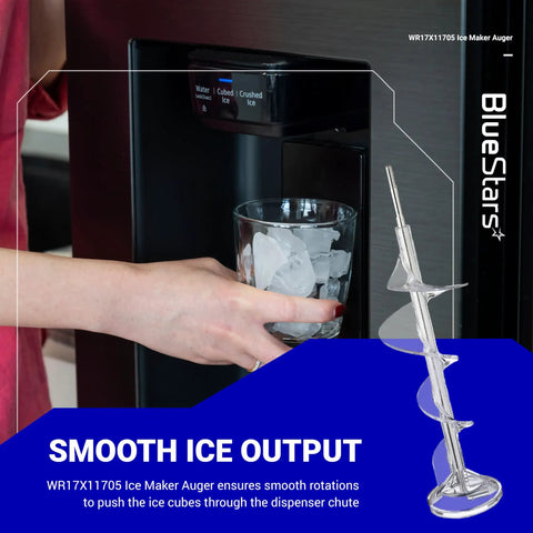 Person using Ultra Durable Ice Maker Auger Replacement For GE Hotpoint Refrigerators Fits WR17X11705 Replaces WR17X11939 PS1018130 AP3849786 AP3672963 No Fuss Install Reliable Ice Production Premium Quality Part for smooth ice output