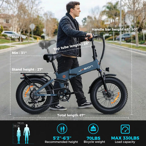 Man standing next to Beast 1400W Peak Electric Bike For Adults With Full Suspension 30 MPH Top Speed 48V 13Ah Removable Battery