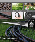 Heavy Duty Outdoor Extension Cord 25 Foot Waterproof 16 Gauge 3 Conductor Black Power Cable 13A 1625W SJTW ETL Listed