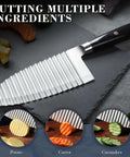 Dragon Creek crinkle cutter knife with stainless steel blade and black handle; kitchen tool for potatoes and carrots