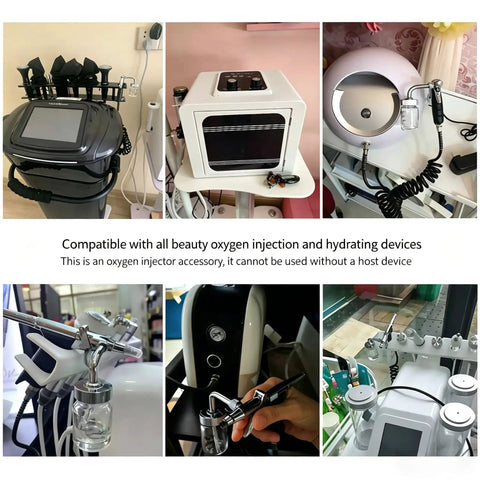 Various beauty devices with Facial Oxygen Injector Spray Gun For Deep Hydration And Skin Rejuvenation Atomized Fine Mist Sprayer