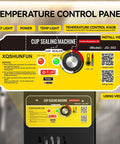 Temperature control panel of Heavy Duty Commercial Cup Sealer With Simple Dial Temp Control That Cranks Out 300 To 500 Cups An Hour And Locks Down 90 Mm And 95 Mm Paper And Pp Plastic Cups For No Stress Cafe Vibes.