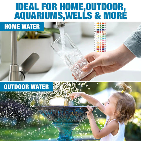 21 In 1 Drinking Water Test Kit For Tap And Well With 120 Strips And 4 Bacteria Tests, Home Water Quality Tester being used indoors and outdoors