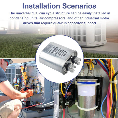 Installation of 7.5uF 450VAC Dual Run Ellipse Start Capacitor For RV Campers And AC Fans 60Hz 10,000 AFC Plug And Play