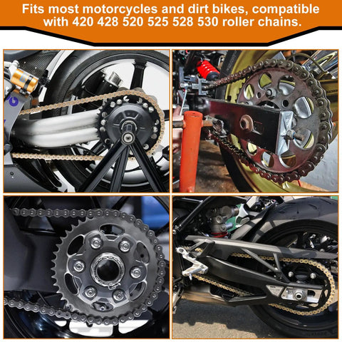 Beefy Motorcycle Chain Breaker Tool For 420 428 520 525 528 530 Roller Chains Universal Chain Link Removal Tool on motorcycles.