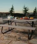 6-Foot Folding Picnic Table for Backyard Use With Eight-Seat Capacity, UV Protected HDPE Top, Powder Coated Steel Frame, Stain-Resistant
