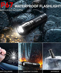 Beast Bright Go To Tactical Flashlight Pack 2 handheld LED lights on wet rocks, showing waterproof and rugged design