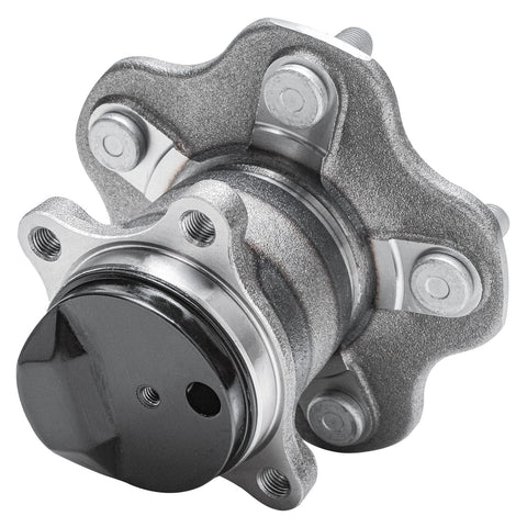 Close-up of 2Pc Rear Wheel Bearing And Hubs Assembly For Nissan Sentra 2013-2019, 5 Lug, Rear Position, FWD, 4-Bolt Square Flange, Non-ABS