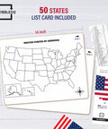 United States Map Dry Erase Whiteboard For Classroom 11x14 Kid Friendly Travel USA Learning Tool with list card